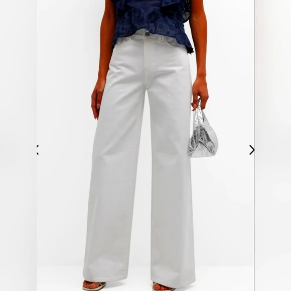 Sandro Owell High Waist Wide leg jeans, White, Size FR 40/US8,NWT